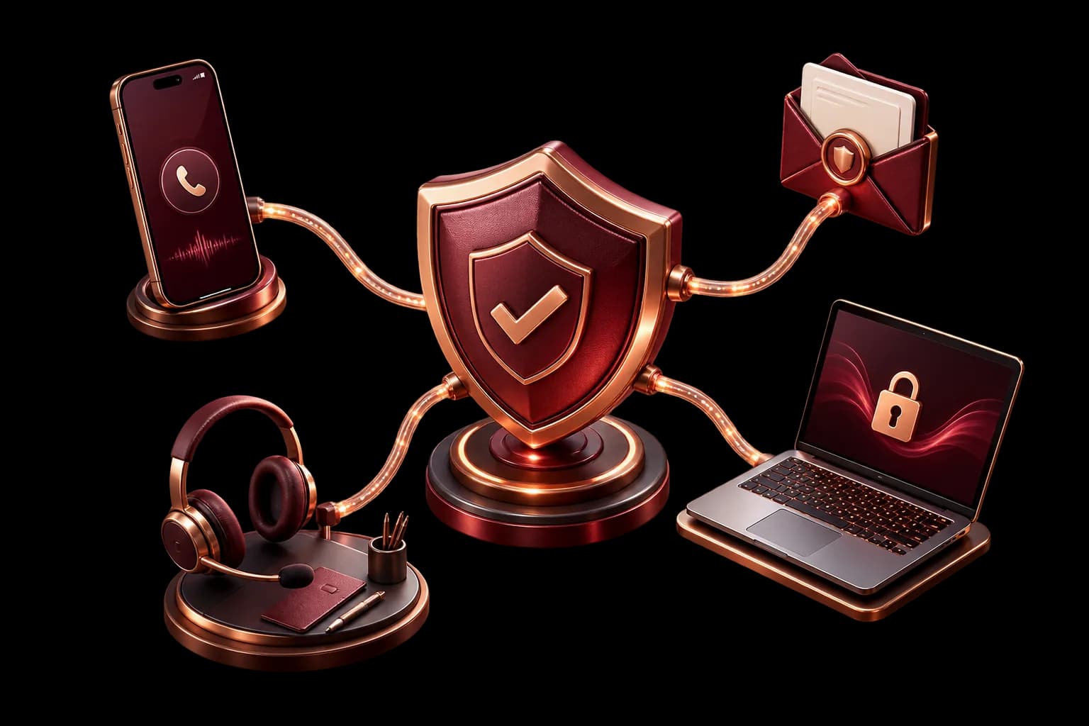 Secure contact channels connected to a protected cybersecurity shield