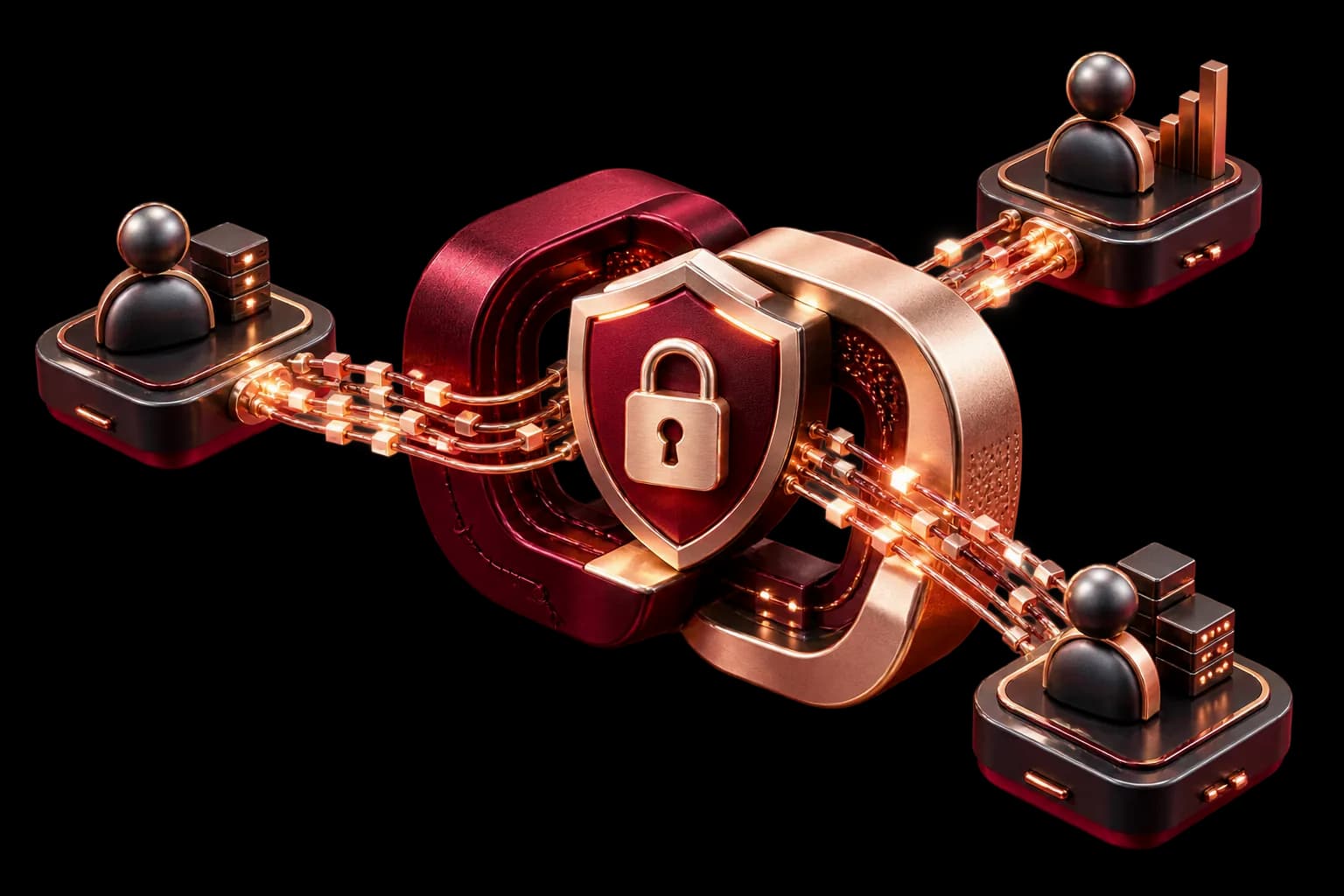 Trusted partner modules connected through a protected cybersecurity network